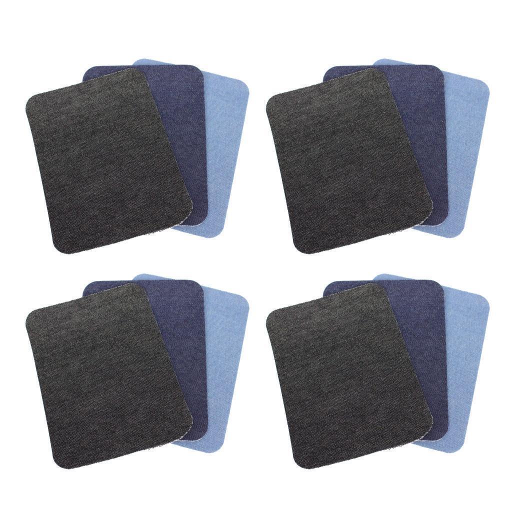 12pcs Denim Sewing Patch Jeans Pants Coats Rectangle Cotton DIY Patch