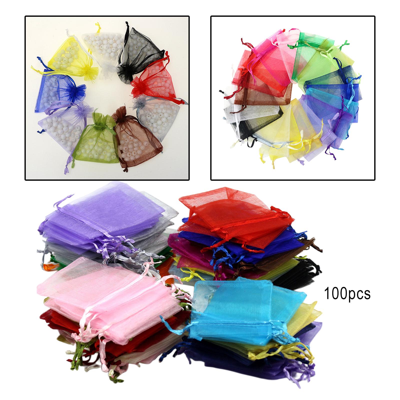 50/100Pcs Mini Drawstring Bag Small Jewelry Makeup Pouches Bags Yarn 100Pcs