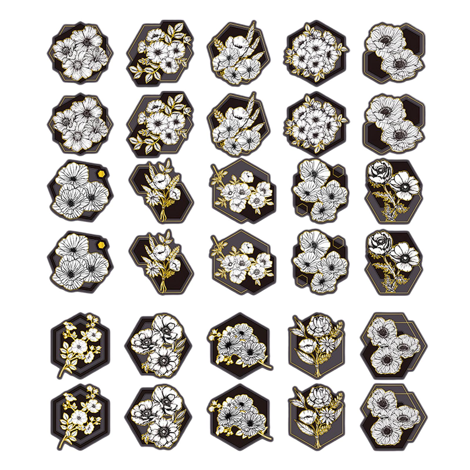 60pcs Flower Sticker Hand Account Handbook Planter Rose and Spring Flowers