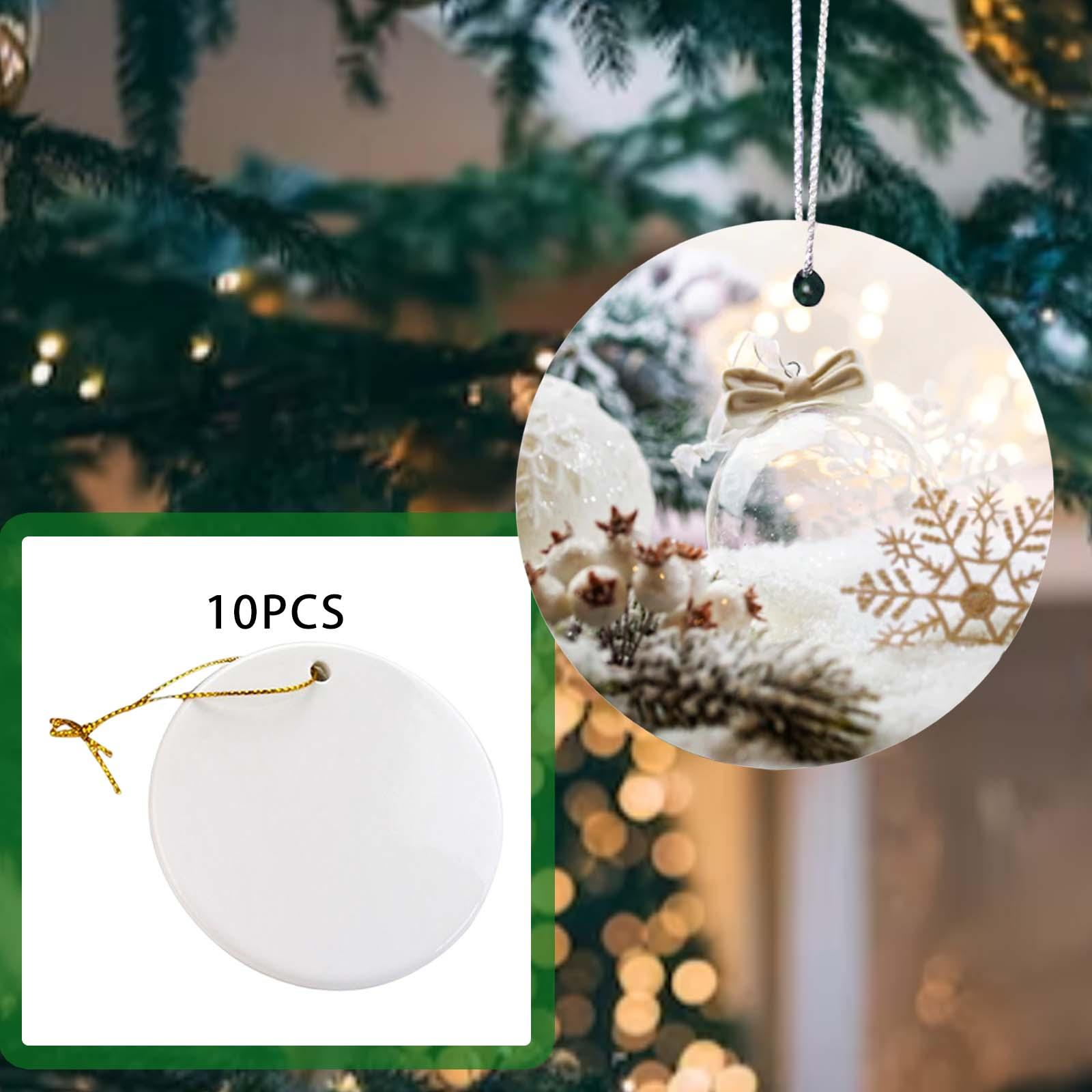 10Pcs Sublimation Ornaments Blanks Charm Jewelry Ceramic Hanging Key Rings