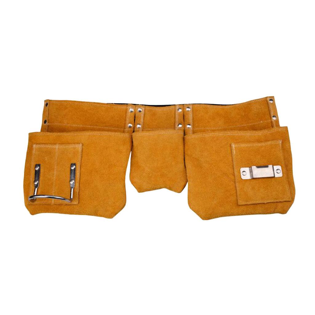 Duable Cowhide Electrician Tool Pouch Carpenter Apron Organizer Pocket