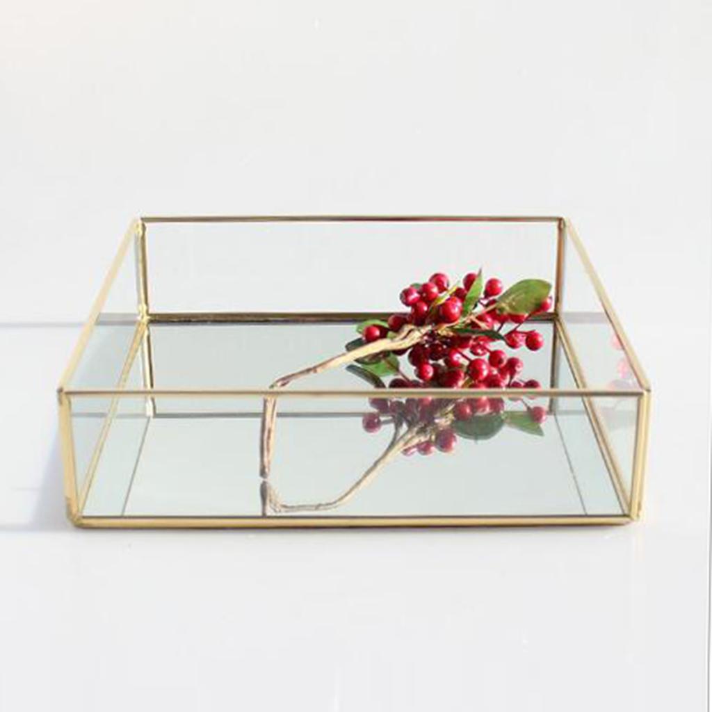Modern Clear Glass & Brass Edge Display Box/ Decorative Jewelry Storage Organizer - Terrariums for Plants