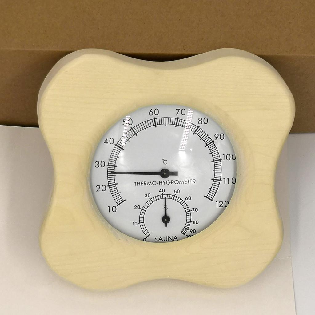 Wooden Sauna Room Thermometer and Hygrometer Flower Shaped