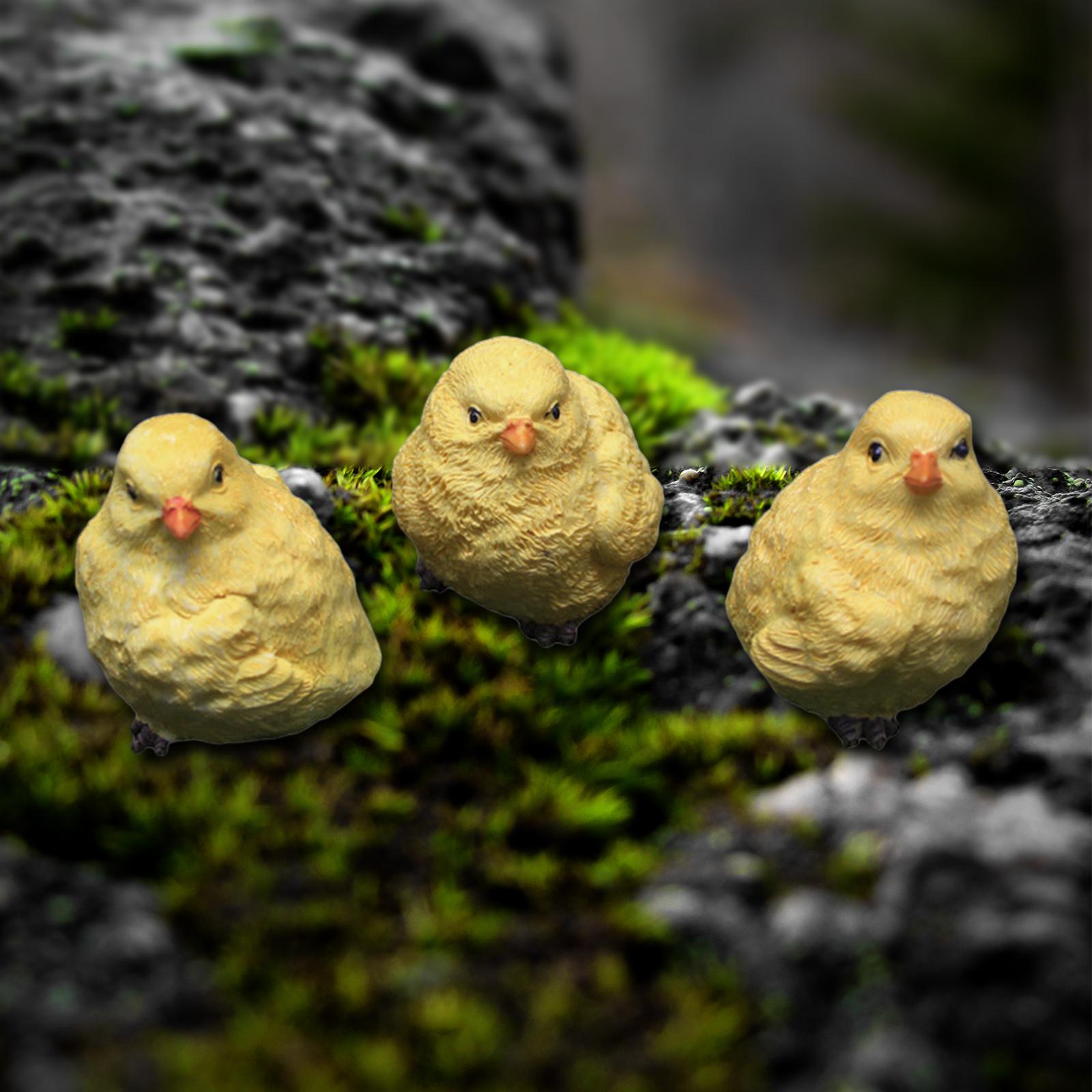 3Pcs Chick Resin Statue Sculptures Yard Patio Desk Figures Chicken Figurines