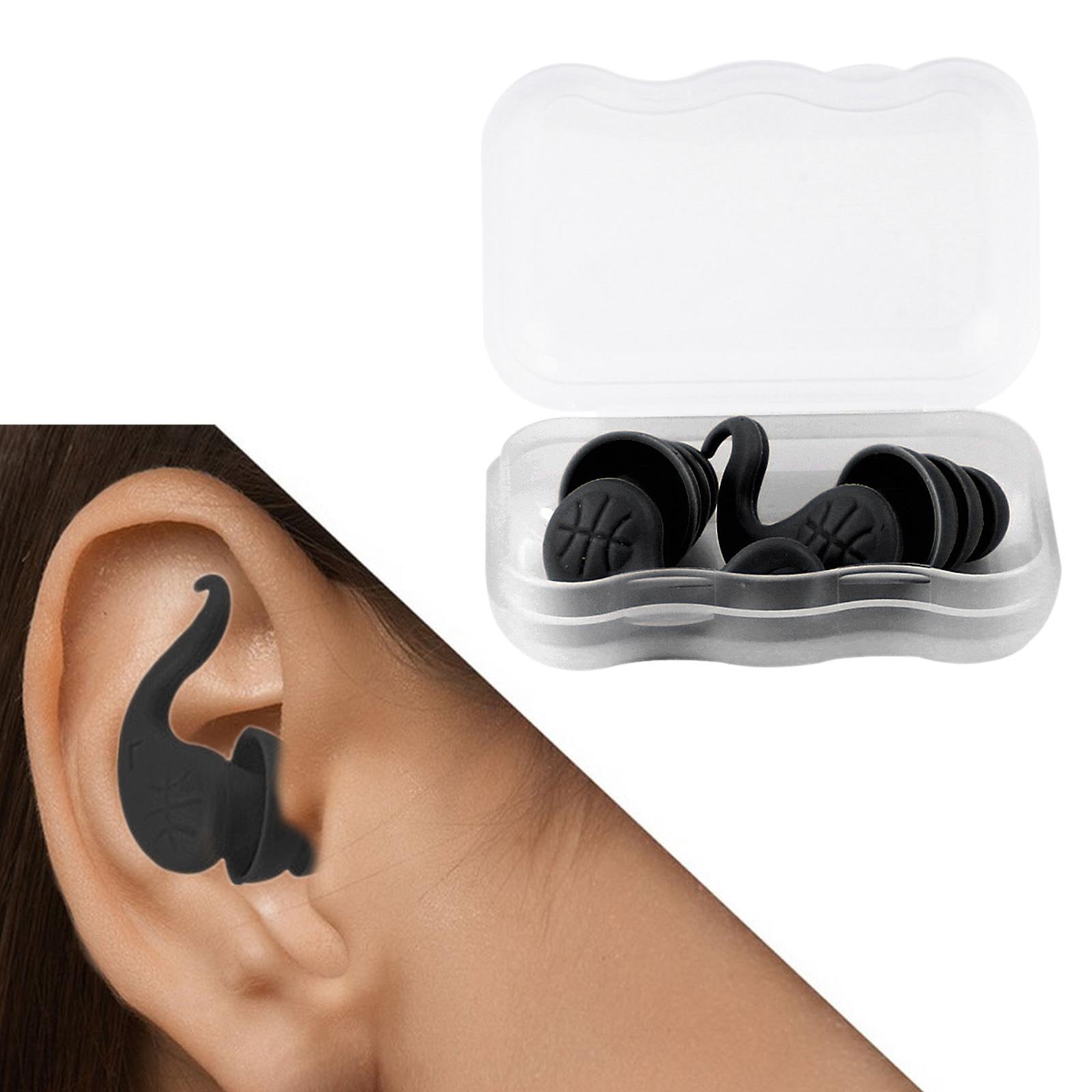 Swimming Ear Plugs with Box Reusable for Sleeping Diving Bathing Black