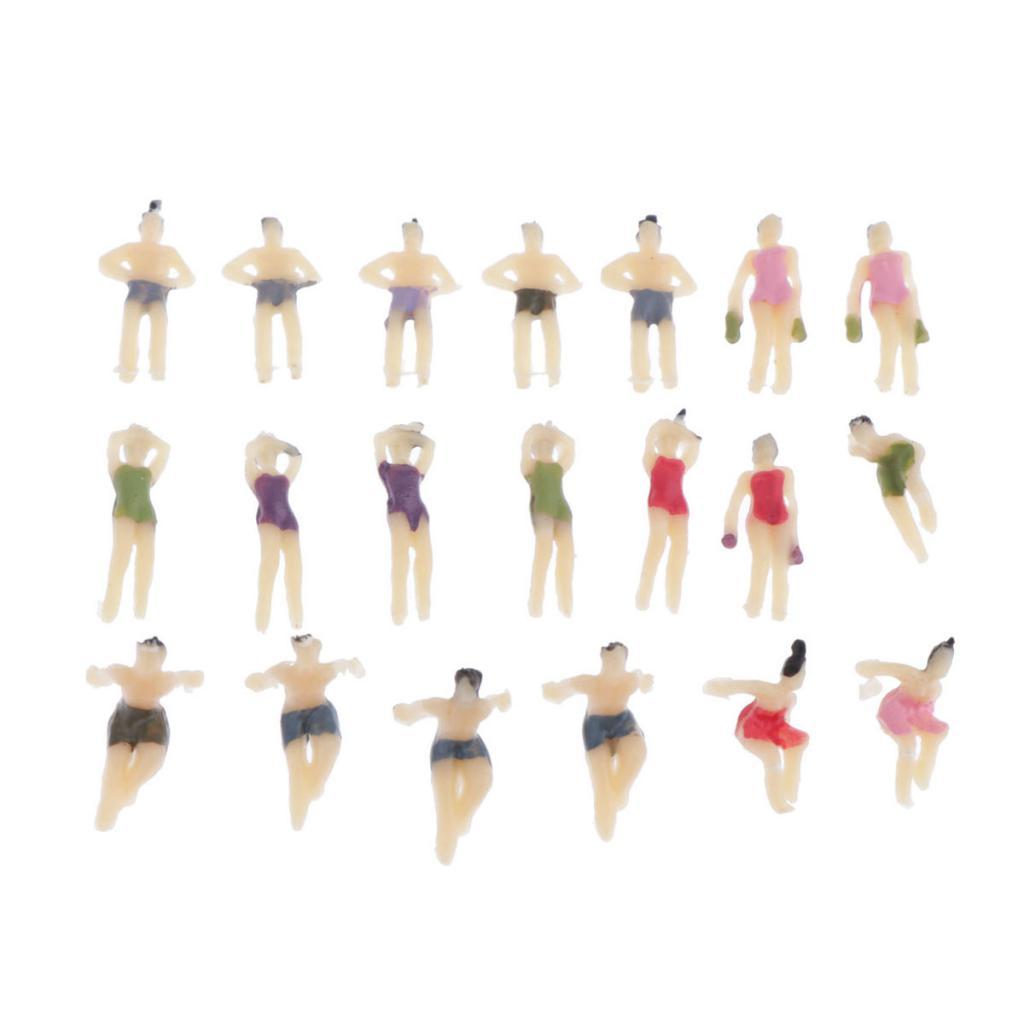 20pcs 1:150 Scale N Gauge Colorful Painted Mixed Model People Figure Layout