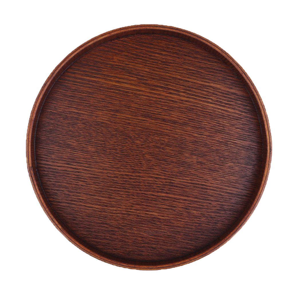 Handmade Wood Round Serving Tray Tea Food Fruit Large Platter Tea 24cm