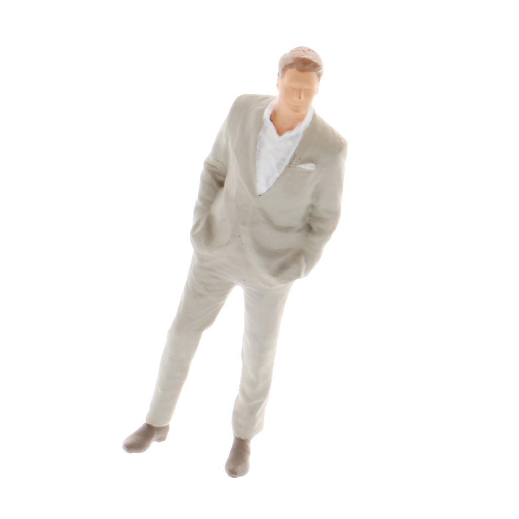 1/64 Miniature Men Figure Scene Character Street Figure Model Gray Suit