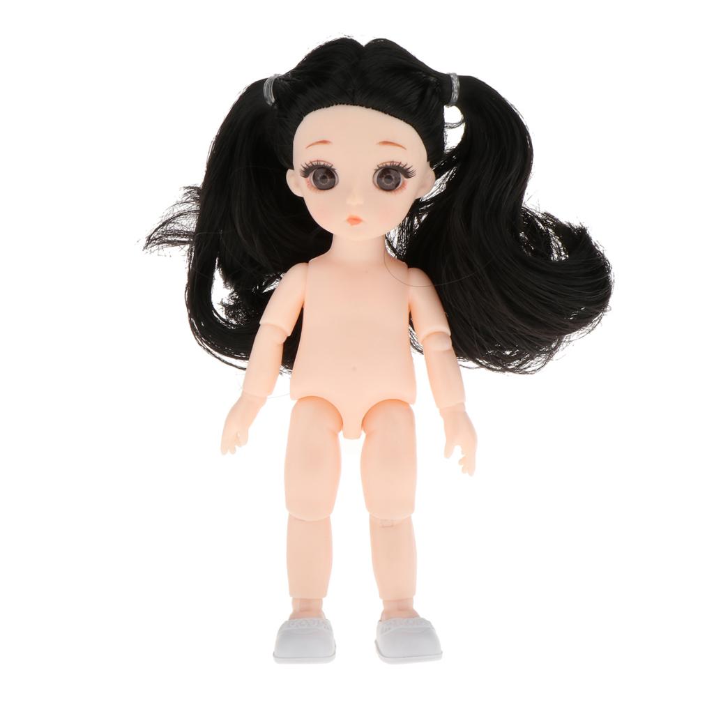 Lovely 16cm Ball Jointed Girl Doll Nude Body black curly hair