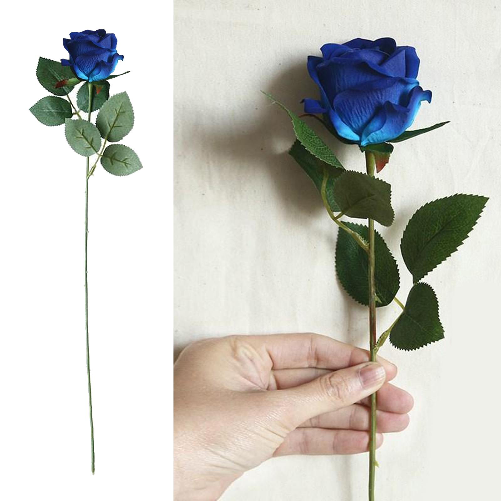 Elegant Artificial Flowers Rosaceae Rose Bouquet Decoration Blue