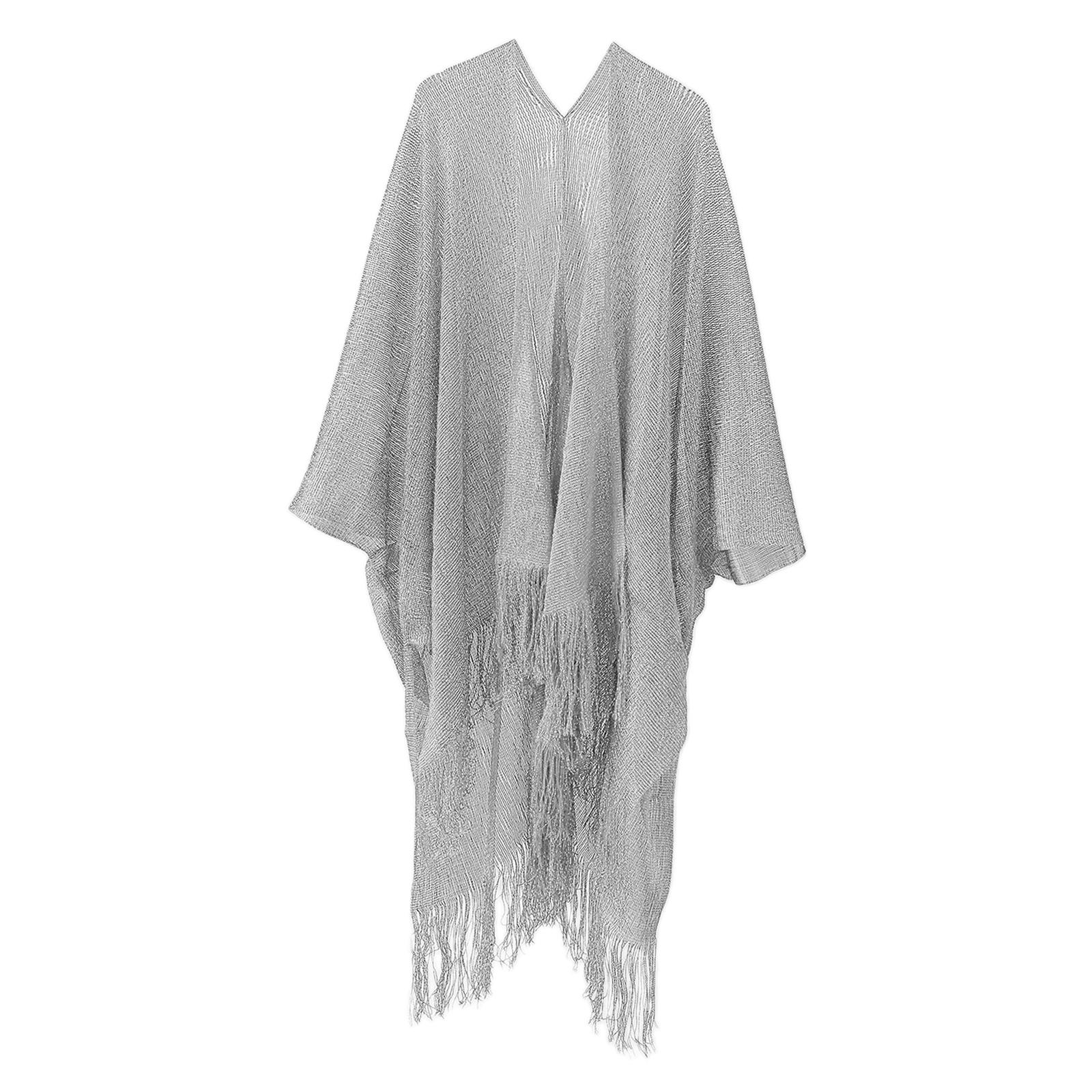 Women Cover Ups Kimono Cardigan Lightweight Flowy Swimsuits Wrap Top Silver