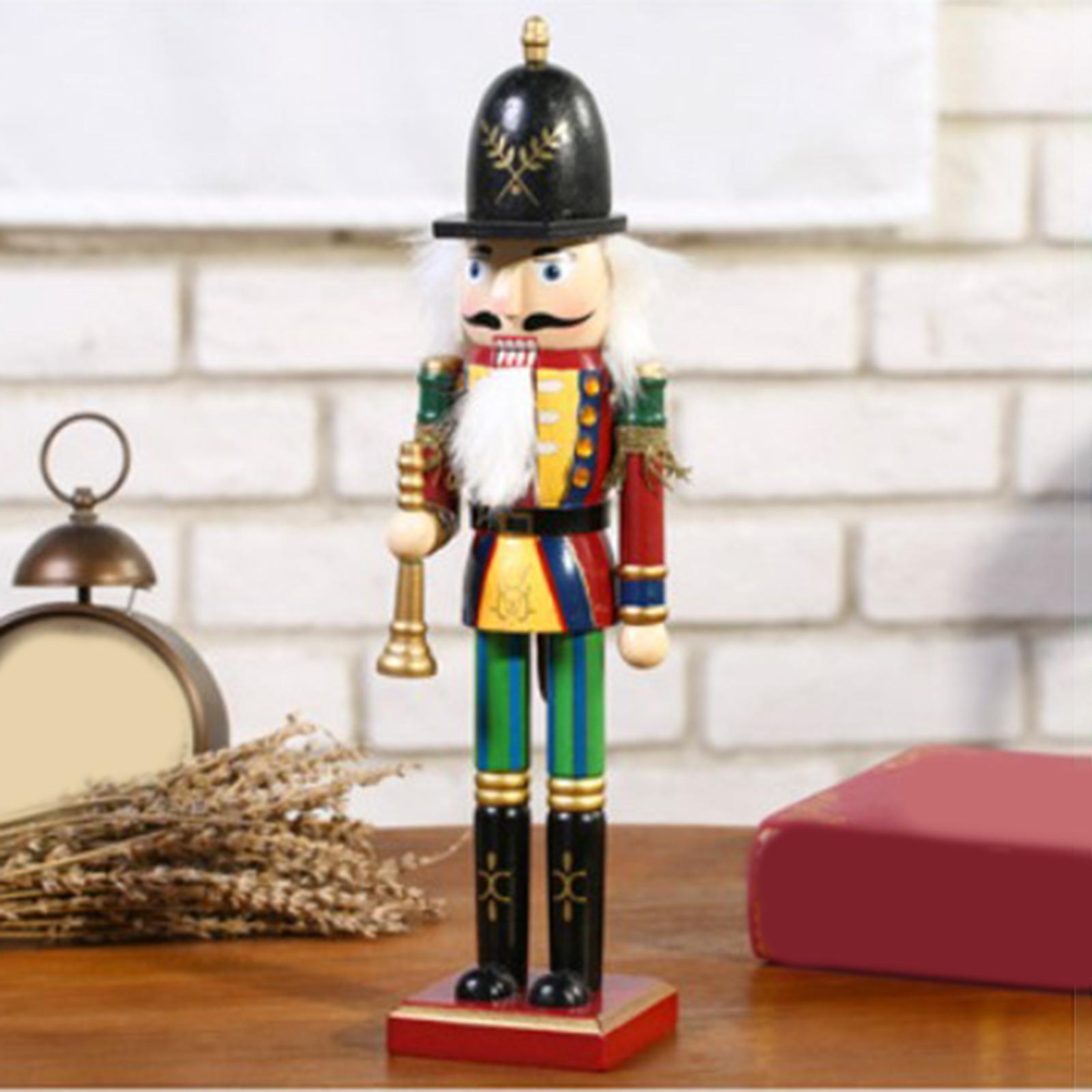 2Pcs 30cm Wooden Nutcracker Soldier Ornaments Christmas Doll Collectibles