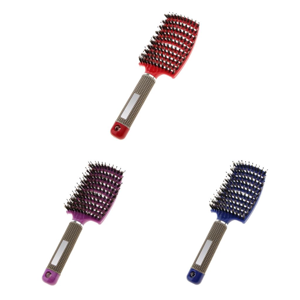 2xSalon Bristle Hair Brush Hair Styling Scalp Massage Vent Paddle Comb Red