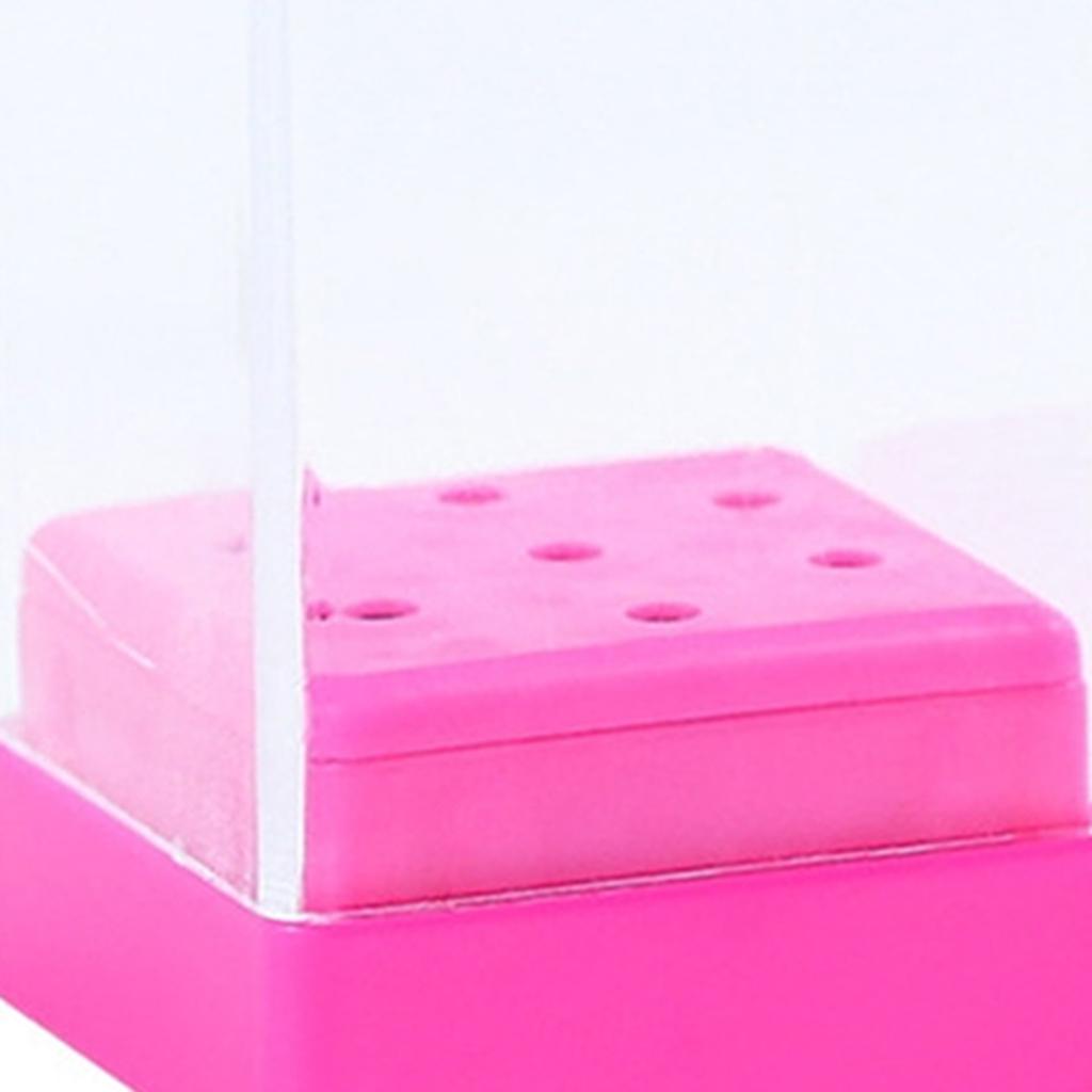 Manicure Box Displayer Organizer Case Nail Drill Bit Holder Stand Red