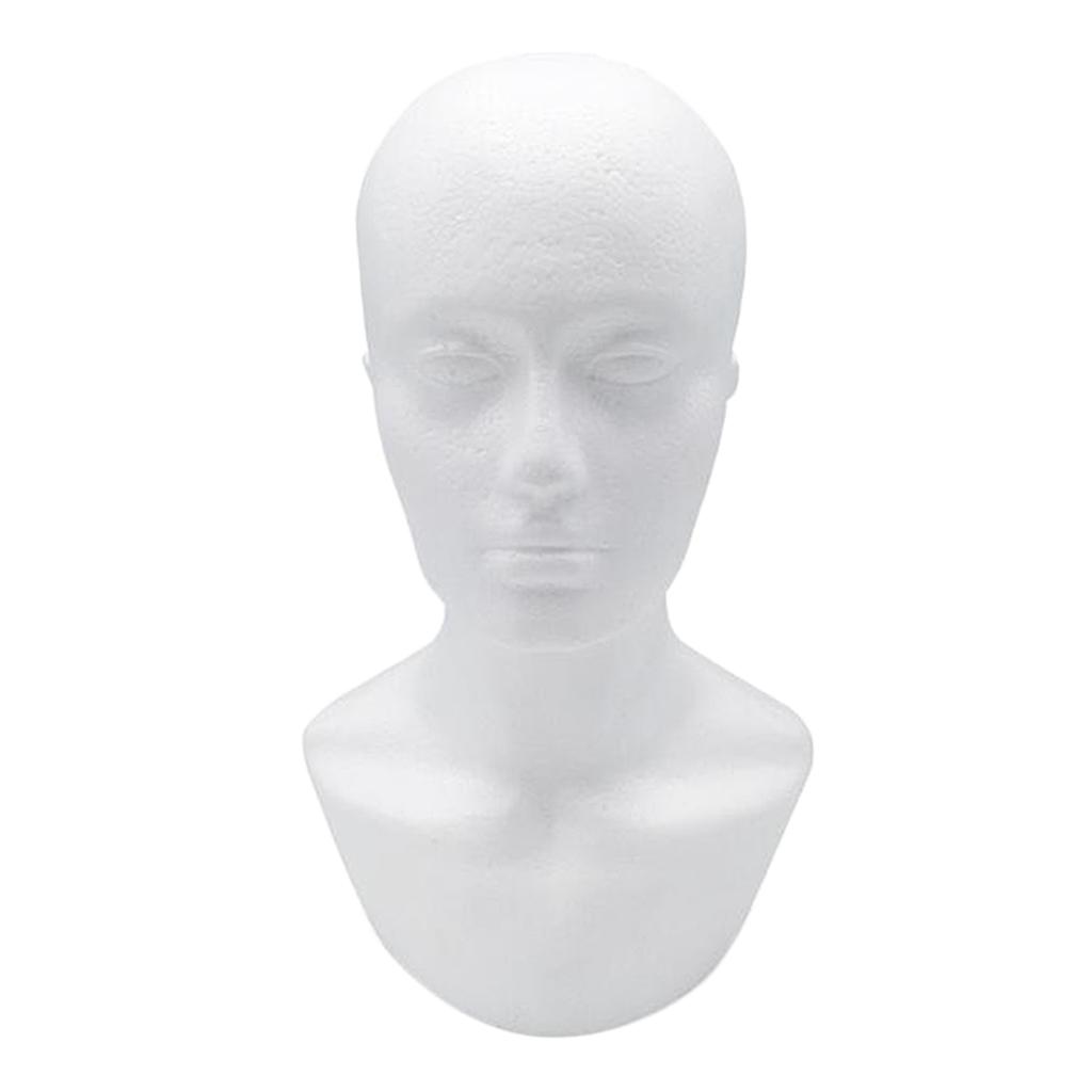 Lightweight Foam Male Mannequin Head Hat Wig Glasses Display Stand White 01