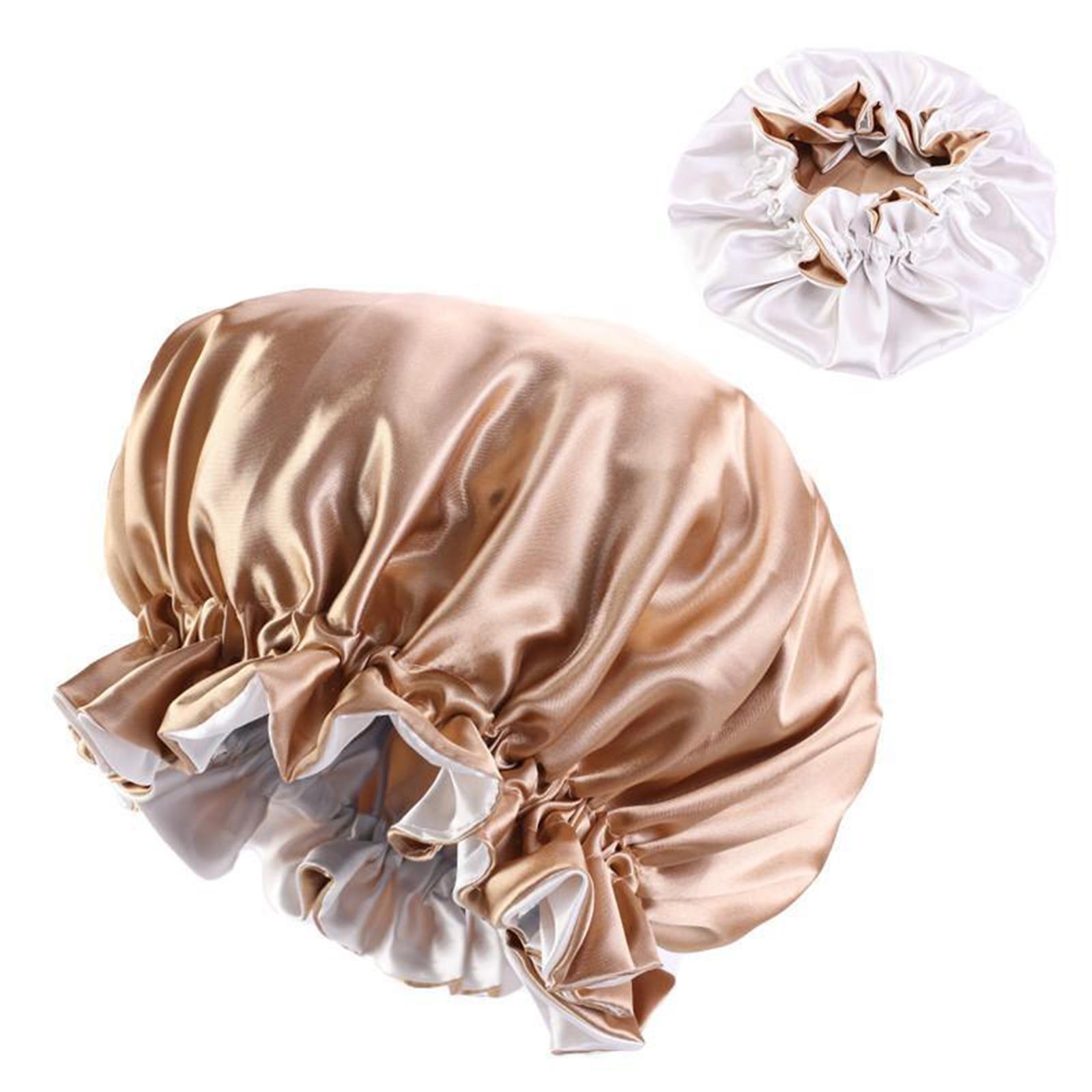 Satin Bonnet Sleep Bonnet Cap Double Layer Sleeping Hair Bonnet Khaki