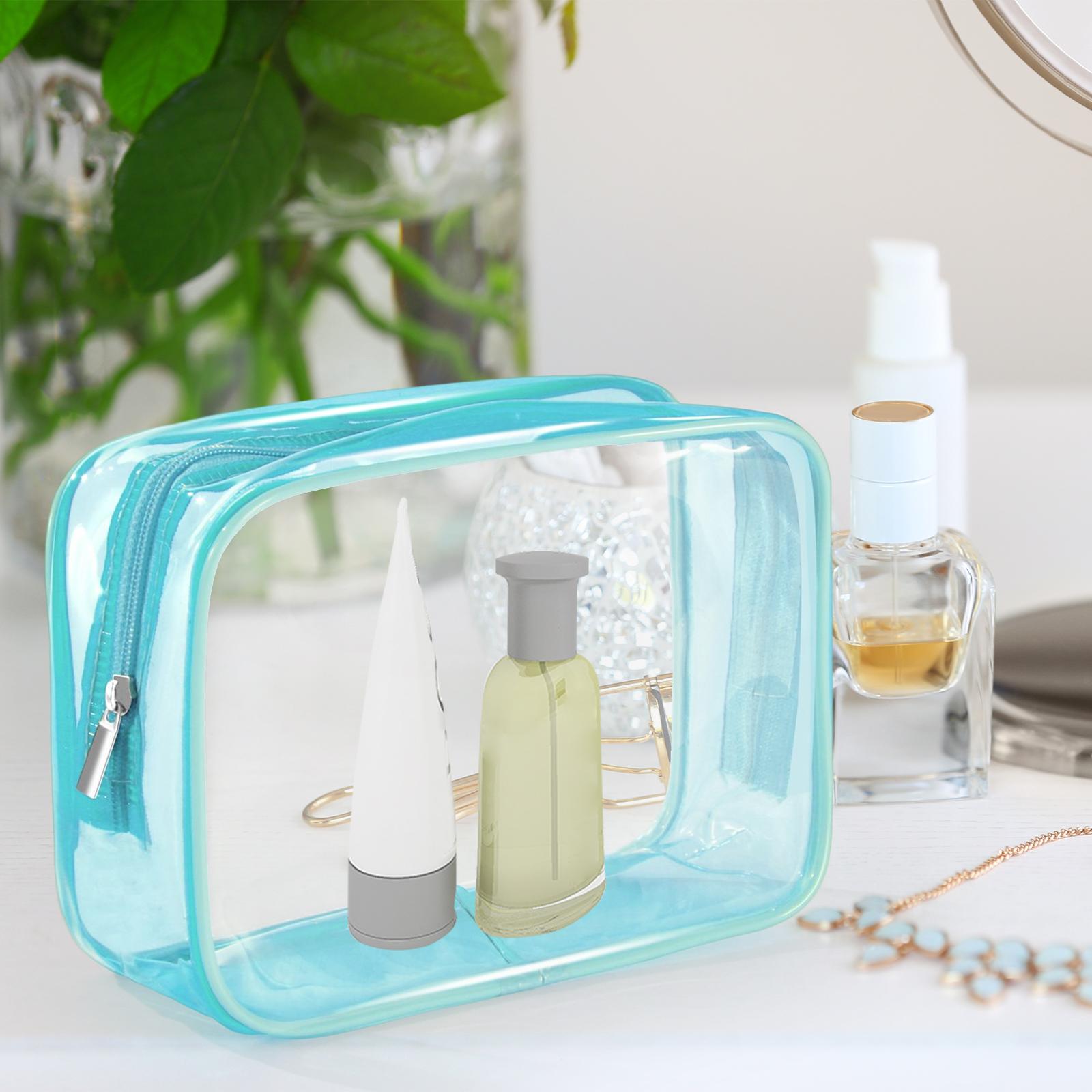 Waterproof Toiletry Bag Reusable Holder Container Beach Bag Clear Makeup Bag Blue