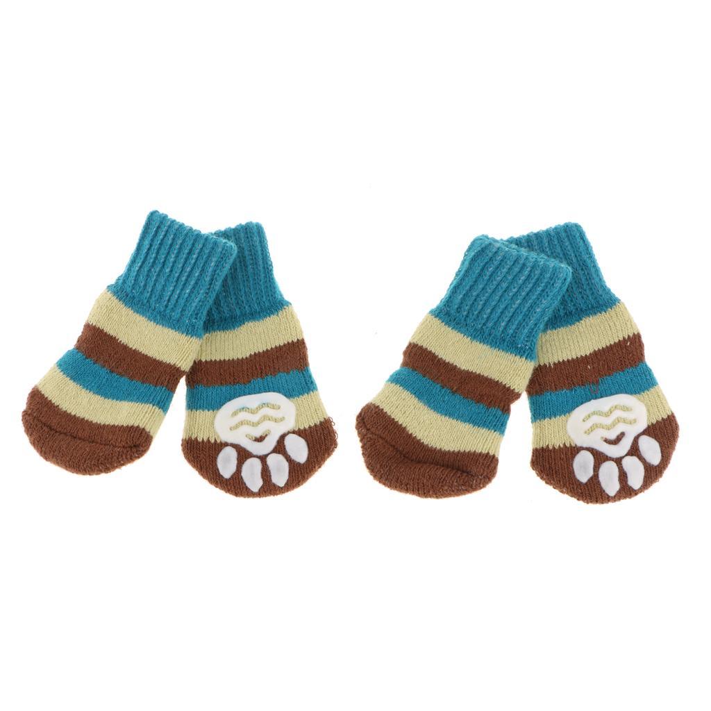 4Pcs Pet Dog Socks Winter Clothes Shoes Floor Grip Socks Paw Protector ...