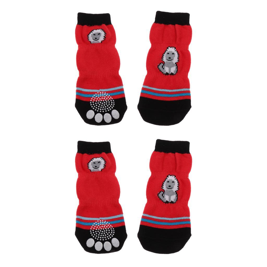 Pet Puppy Dog Socks Cotton Anti Slip Warm Sock Dog Skid Shoes 4Pcs/Set ...