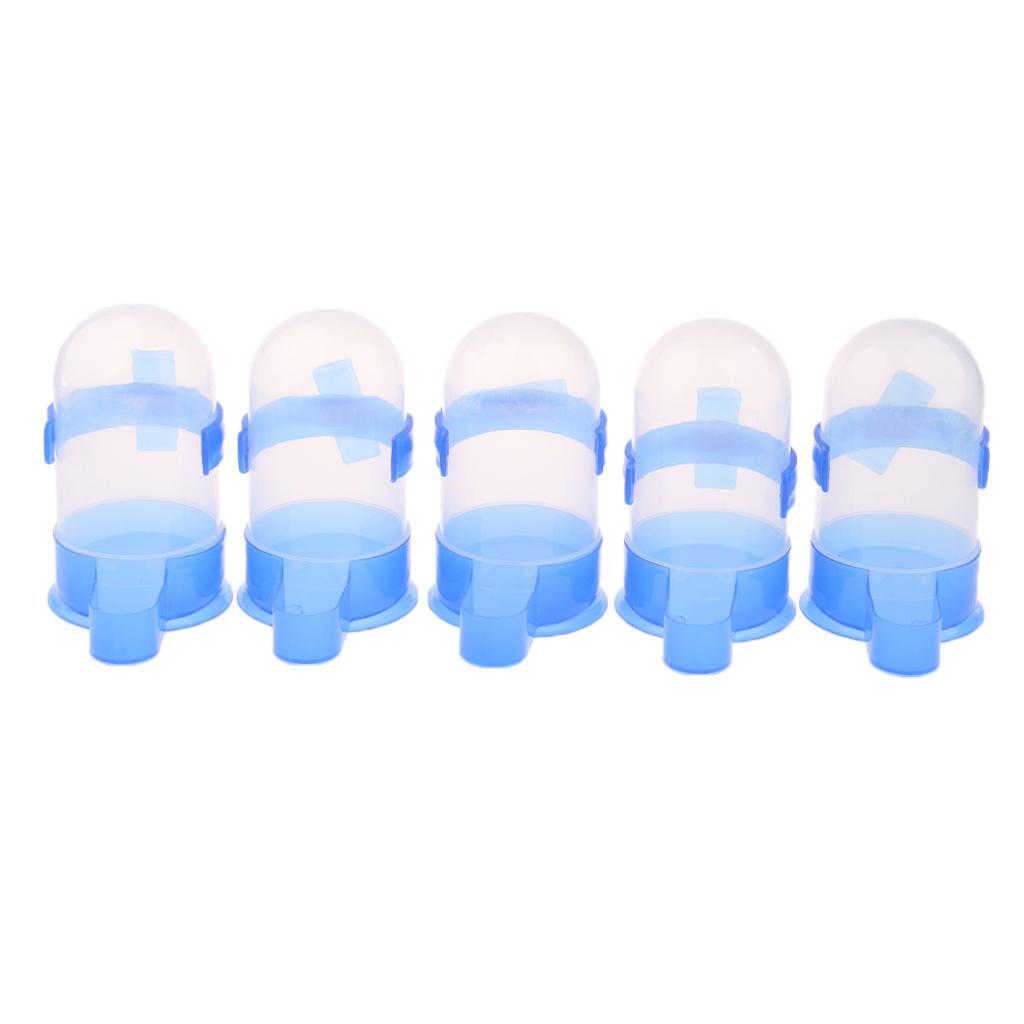 5 Pcs Bird Pigeon Parrot Automatic Feeder Water Food Dispenser Blue S	