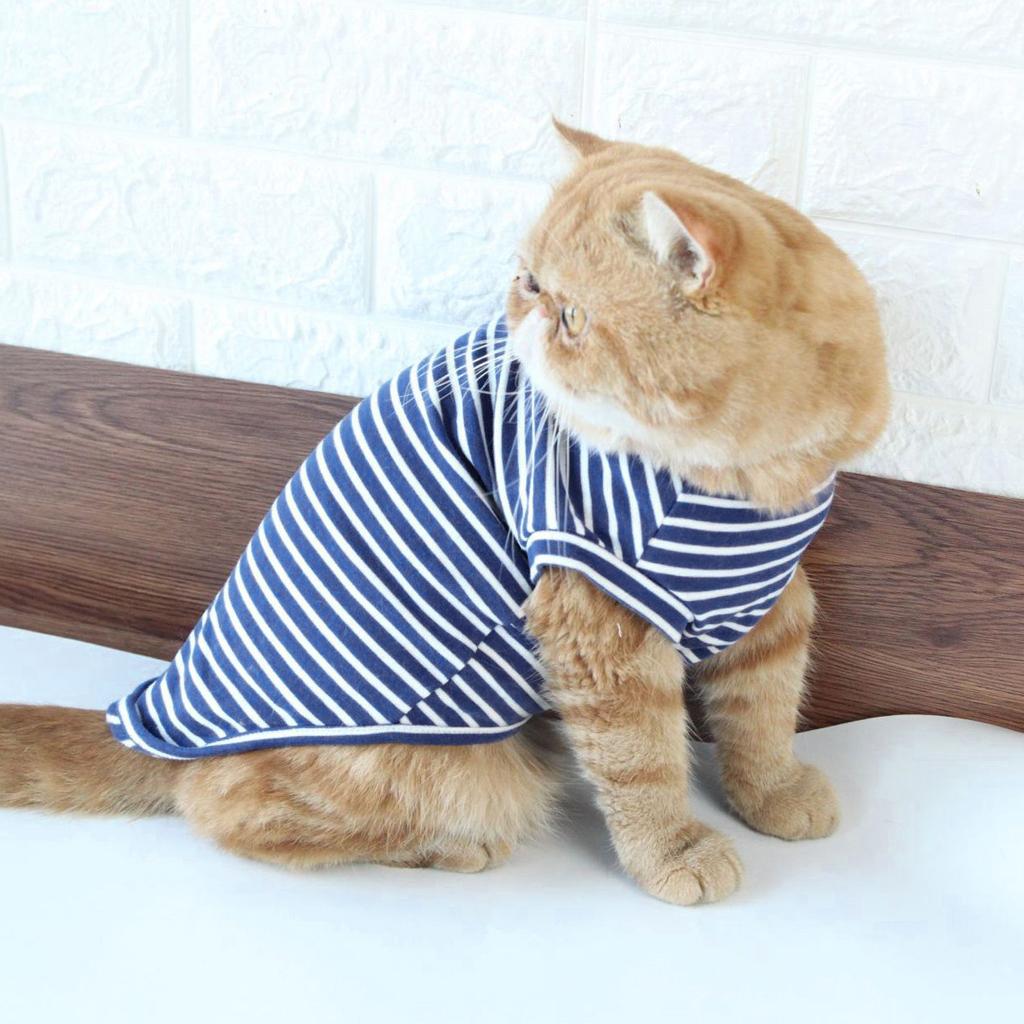 Vetement Chien Chat Pyjama A Rayures Chiot Costume Chaud Habits Pour Ebay