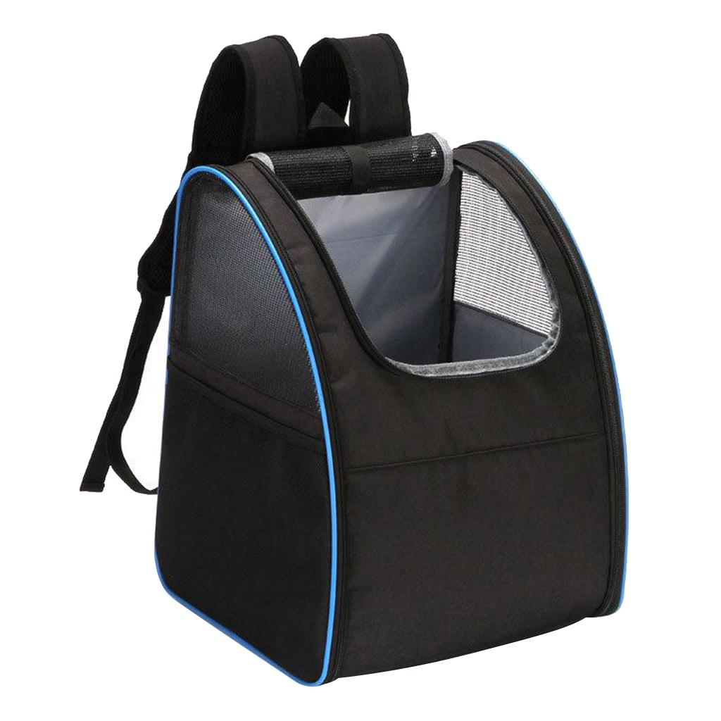 Mesh Hollowed Visible Pet Carrier Bag Cat Dog Puppy Backpack  Black blue
