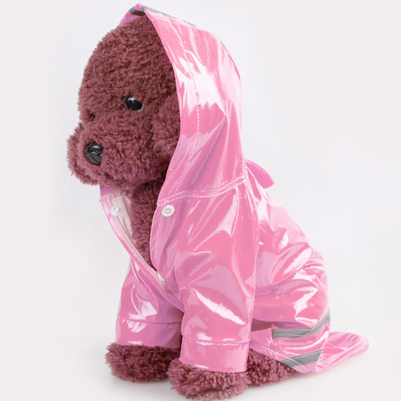 Dog Raincoat with Hood Doggie Reflective Jacket Waterproof S- XL pink S