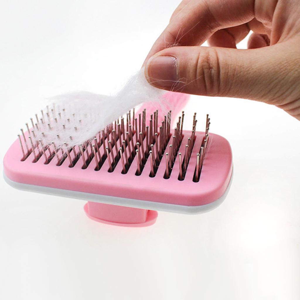 Pet Slicker Brush Hair Self-cleaning Shedding Grooming Comb Massager Pink