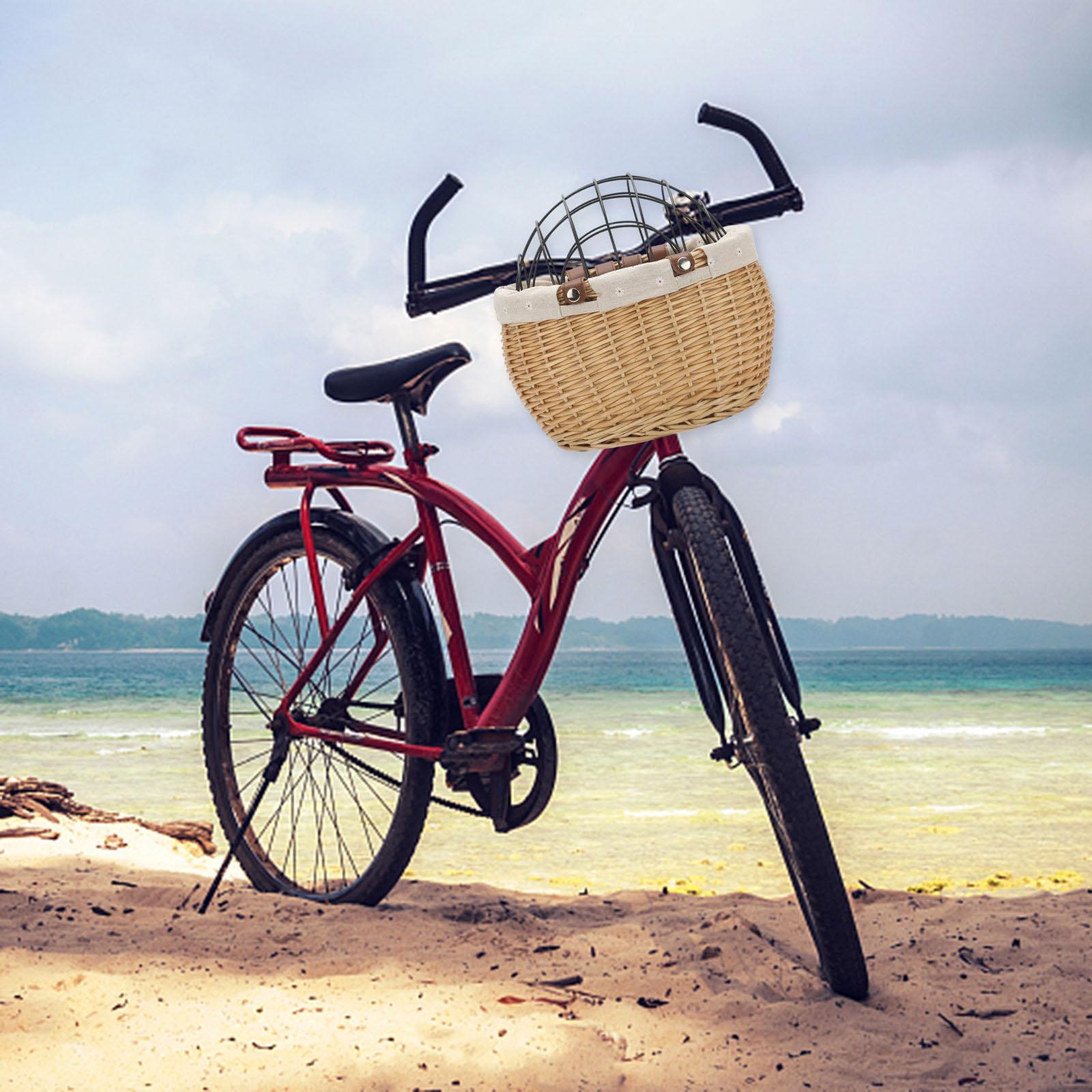 Pets Dog Bicycle Front Basket Handlebar Baskets for Bikes Camping Wood