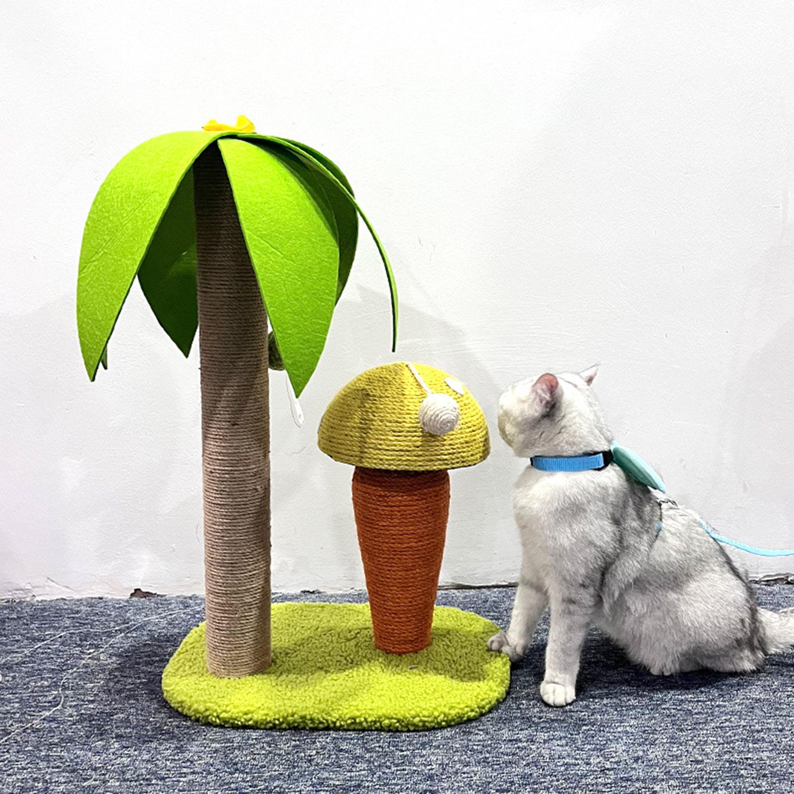 Durable Cat Scratching Post Scratcher W/ Ball Interactive Toy Small mushroom