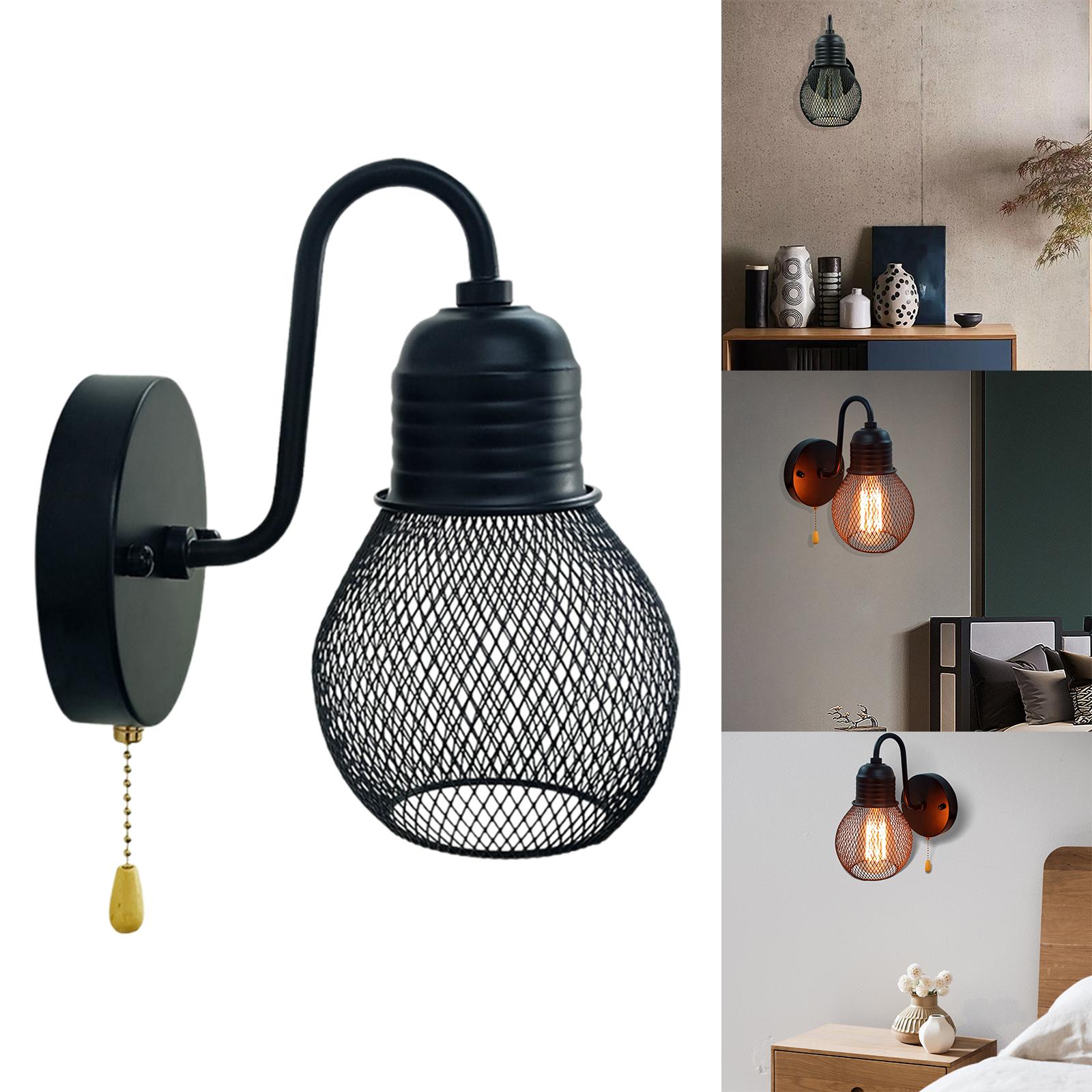 Industrial Metal Wall Sconce Metal Wire Cage Lampshade for Hallway Hotel