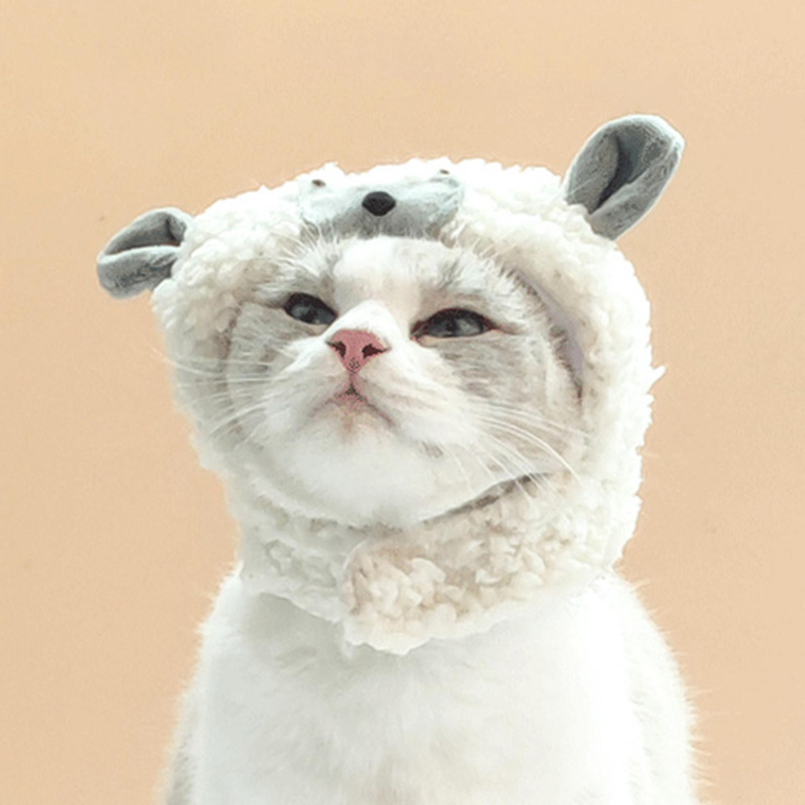 Sheep Cat Costume Hat Dress up Soft Small Pet Headwear Festival