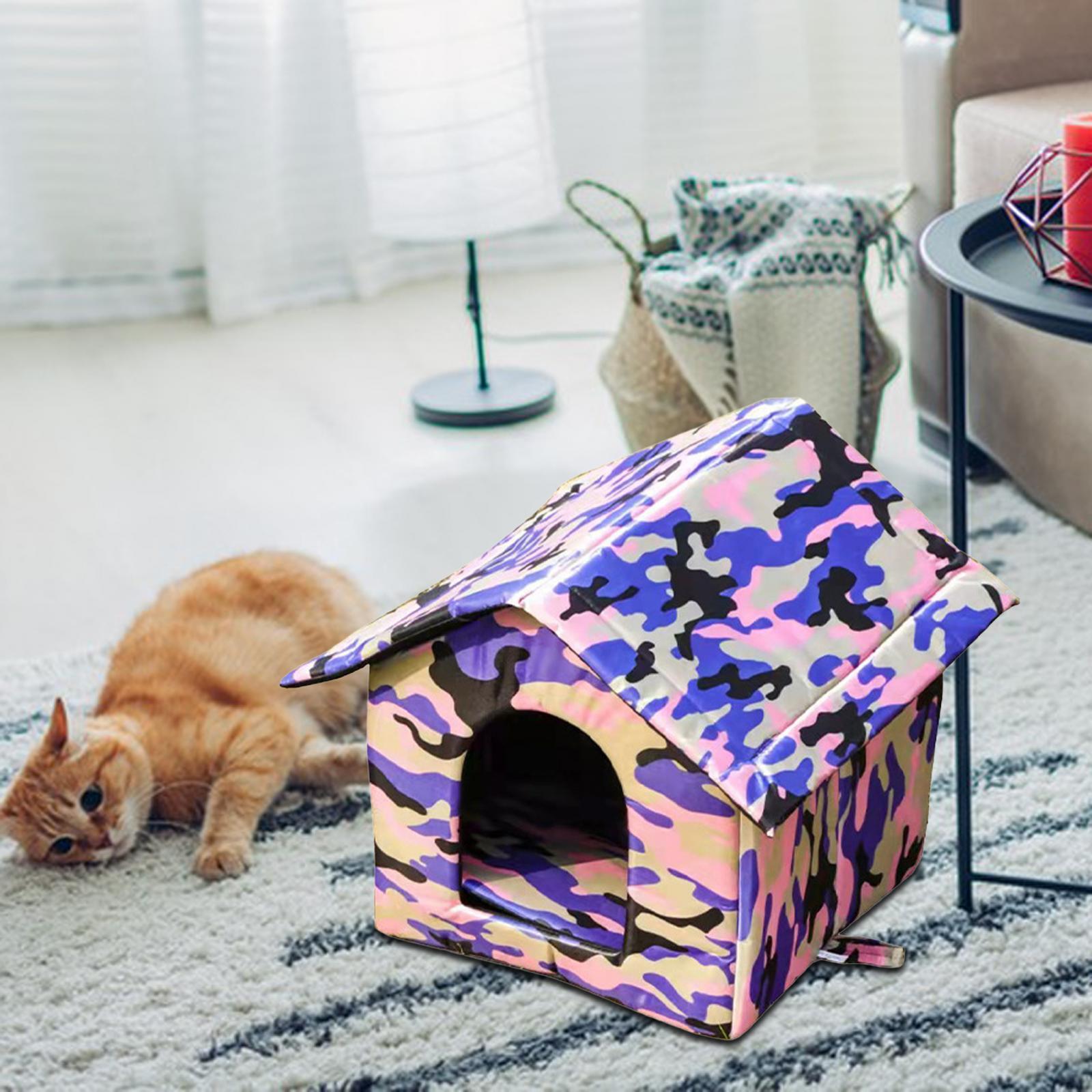 Outdoor Cat House Removable Weatherproof Kitty Shelter Courtyard Kitty 35cmx30cmx35cm