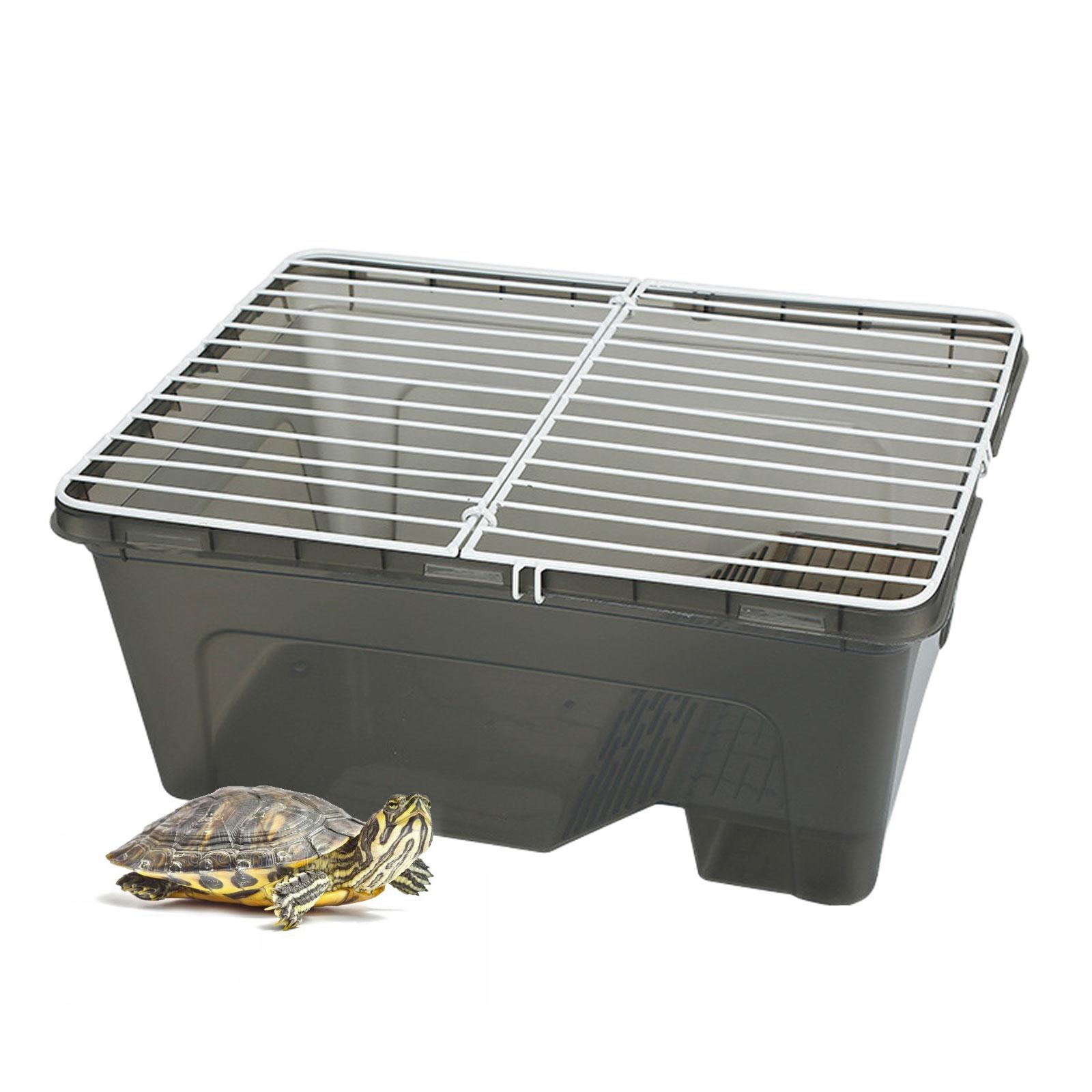 Turtles Tank Aquarium with Lid Turtle Habitat for Frog Terrapin Black