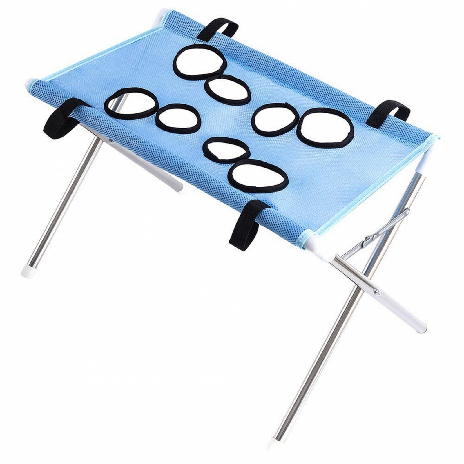 Space-Saving Foldable Pet Cradle Table Sturdy Metal Tube Frame, Reinforced Trim and Handles, Pet Grooming Hammock Standard Blue