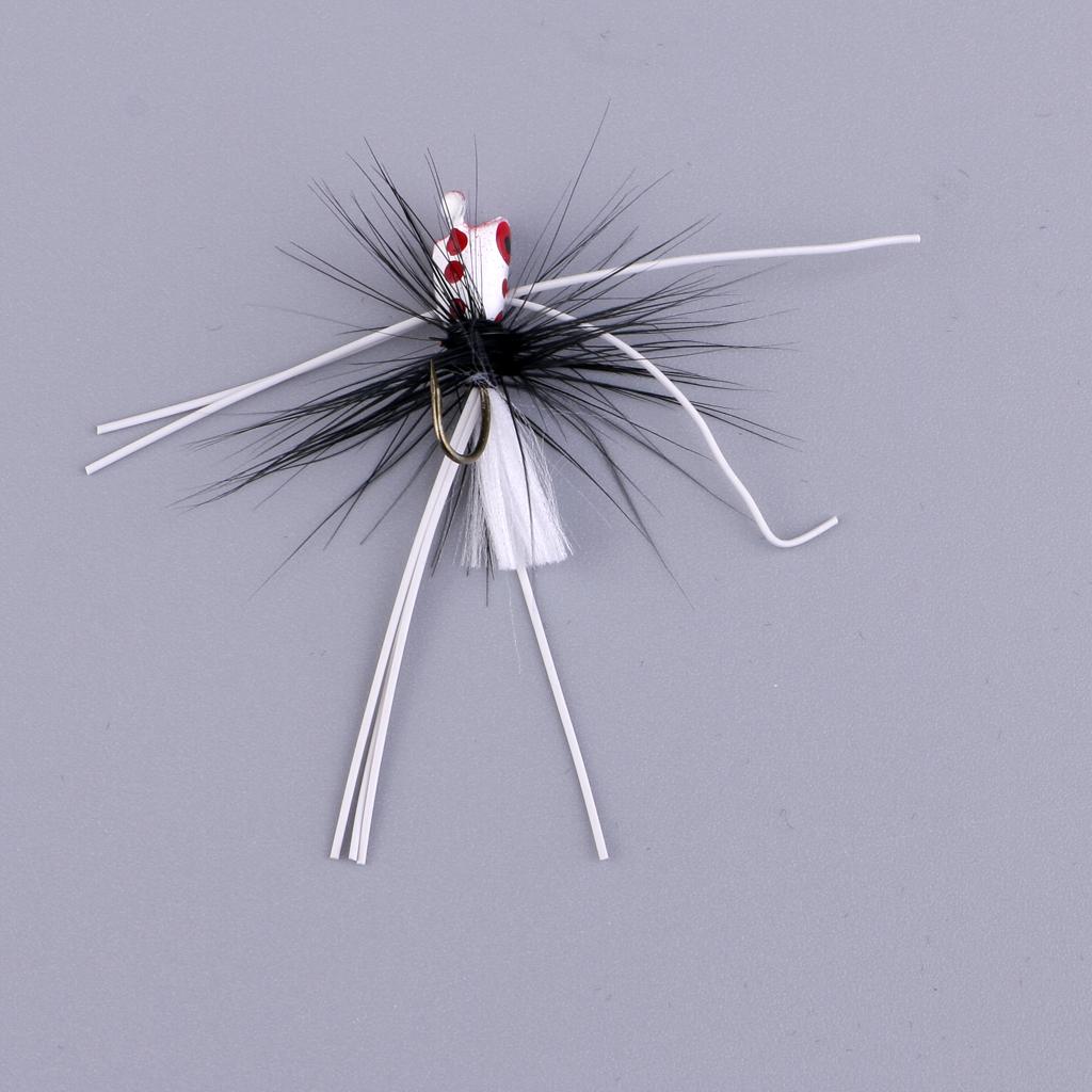 2xFly Dry Fishing Floating Popper Flies Artificial Fishing Baits White