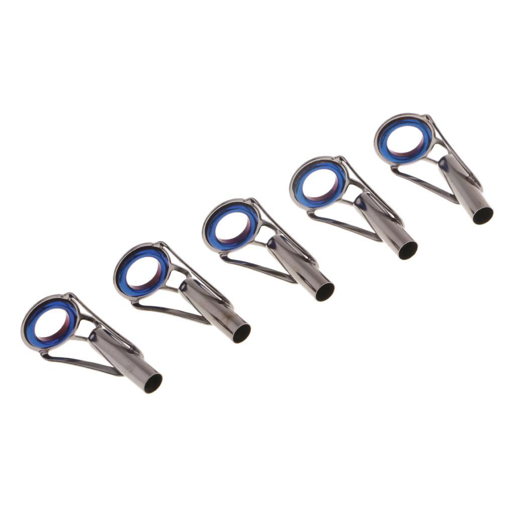 Details about  / 5pc Stainless Steel Frame Ceramic Eye Ring Tip Top Guides Fishing Rod Parts