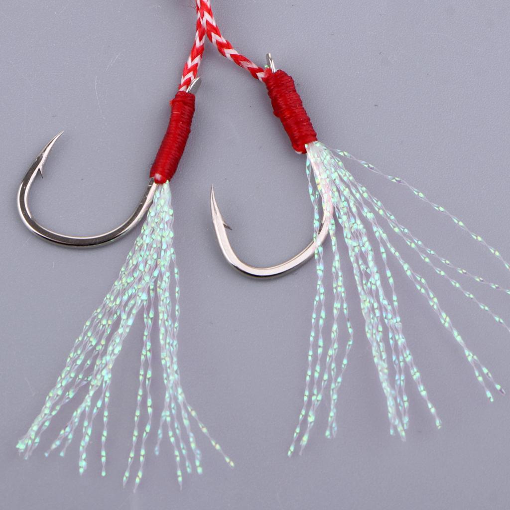 2pcs Stainless Steel Assist Hooks Sea Fishing Jig Jigging Barbed Hooks 16