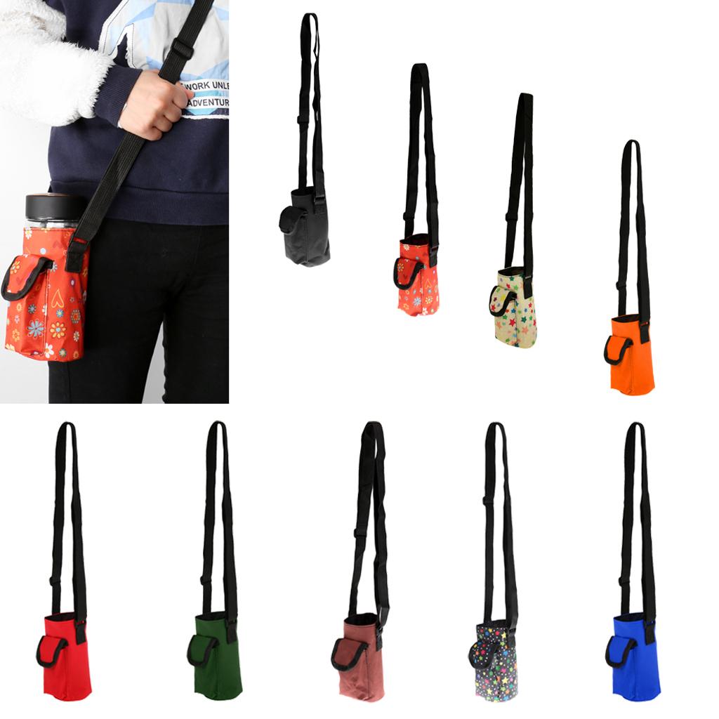 Outdoor Water Bottle Carrier Insulated Cover Bag Holder Shoulder Strap