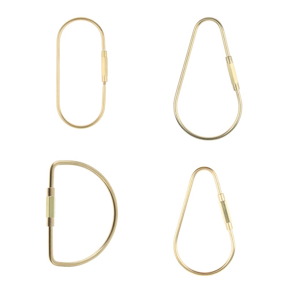 4xDurable Brass Screw Lock Keychain Ring Clip Tool Hook Clasp O shape