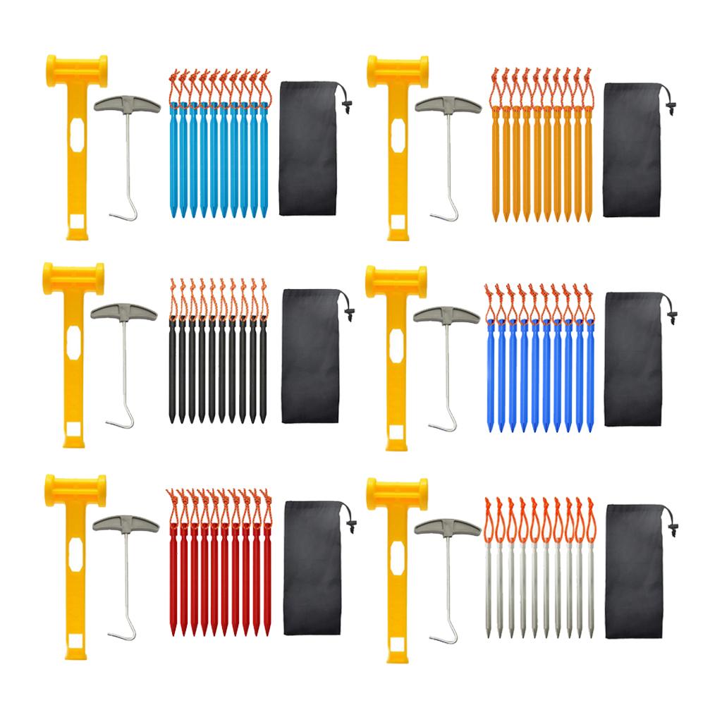 10 Pack Heavy Duty Tent Stakes Canopy Camping Pegs Ground Nails Blue