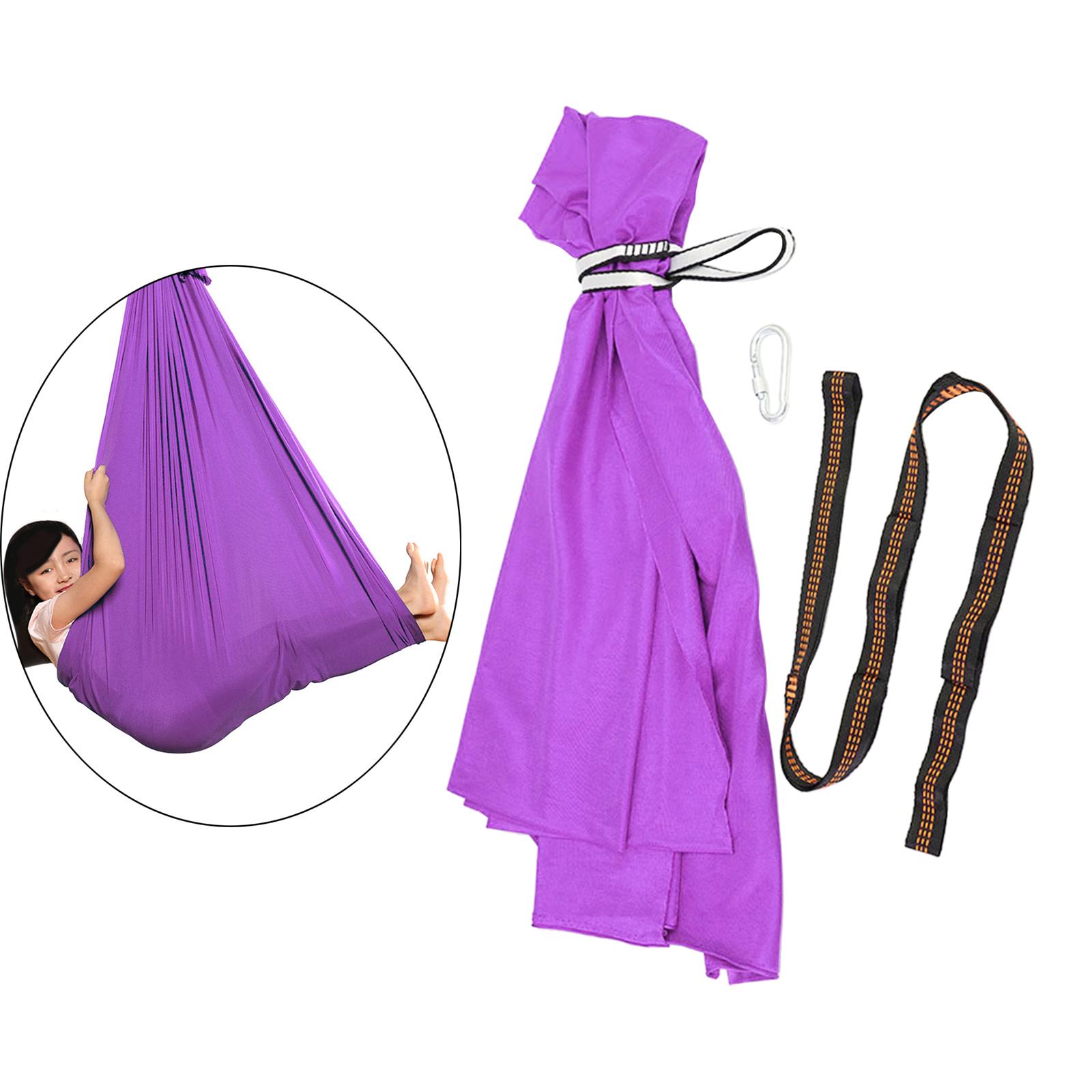 Kids Swing Hammock Hanging Pod Sensory Swing Carabiner Purple