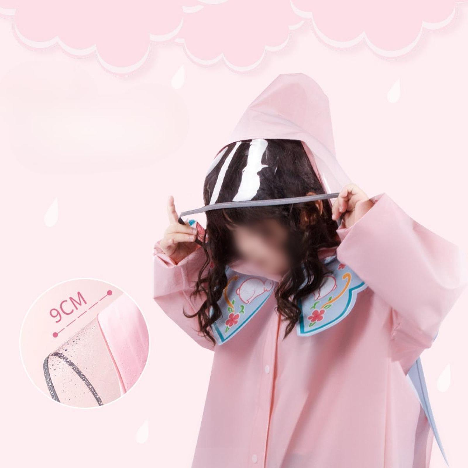 Kids Raincoat Outsuit Rainslicker Hooded Cape for Children Traveling Fishing Pink