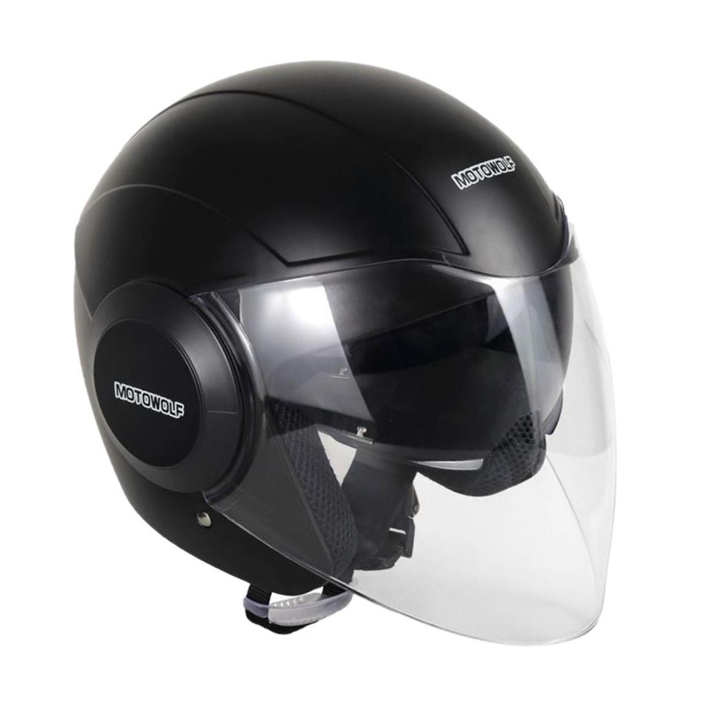 Motorcycle 3/4 Open Face Half Helmet with Full Face Shield ...