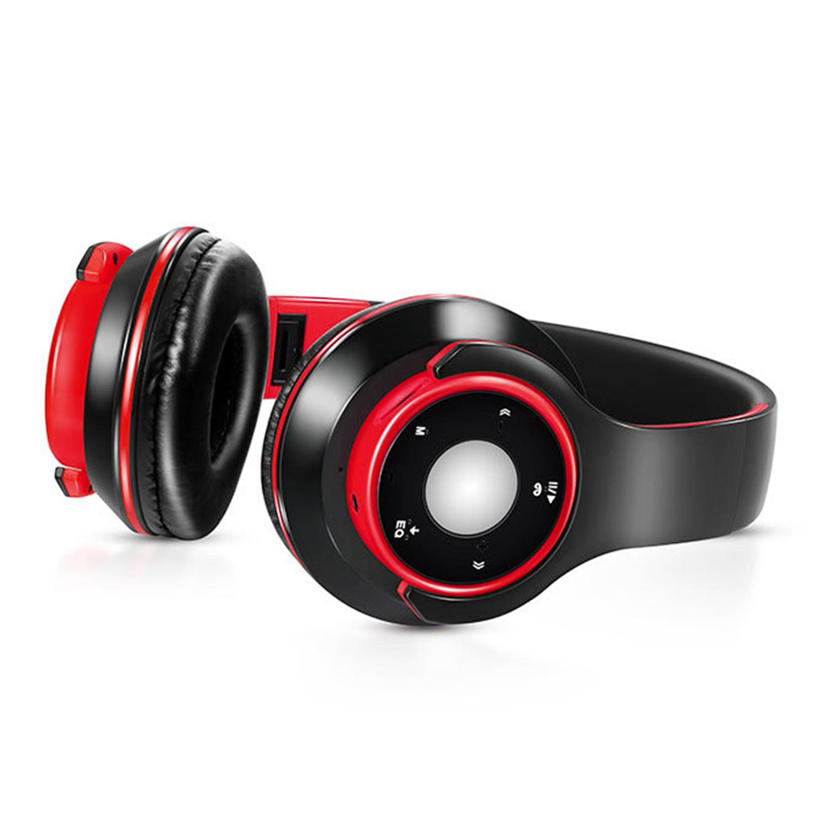 Bluetooth Headset Foldable Adjustable Over Ear Cosy Earpads for Teens red