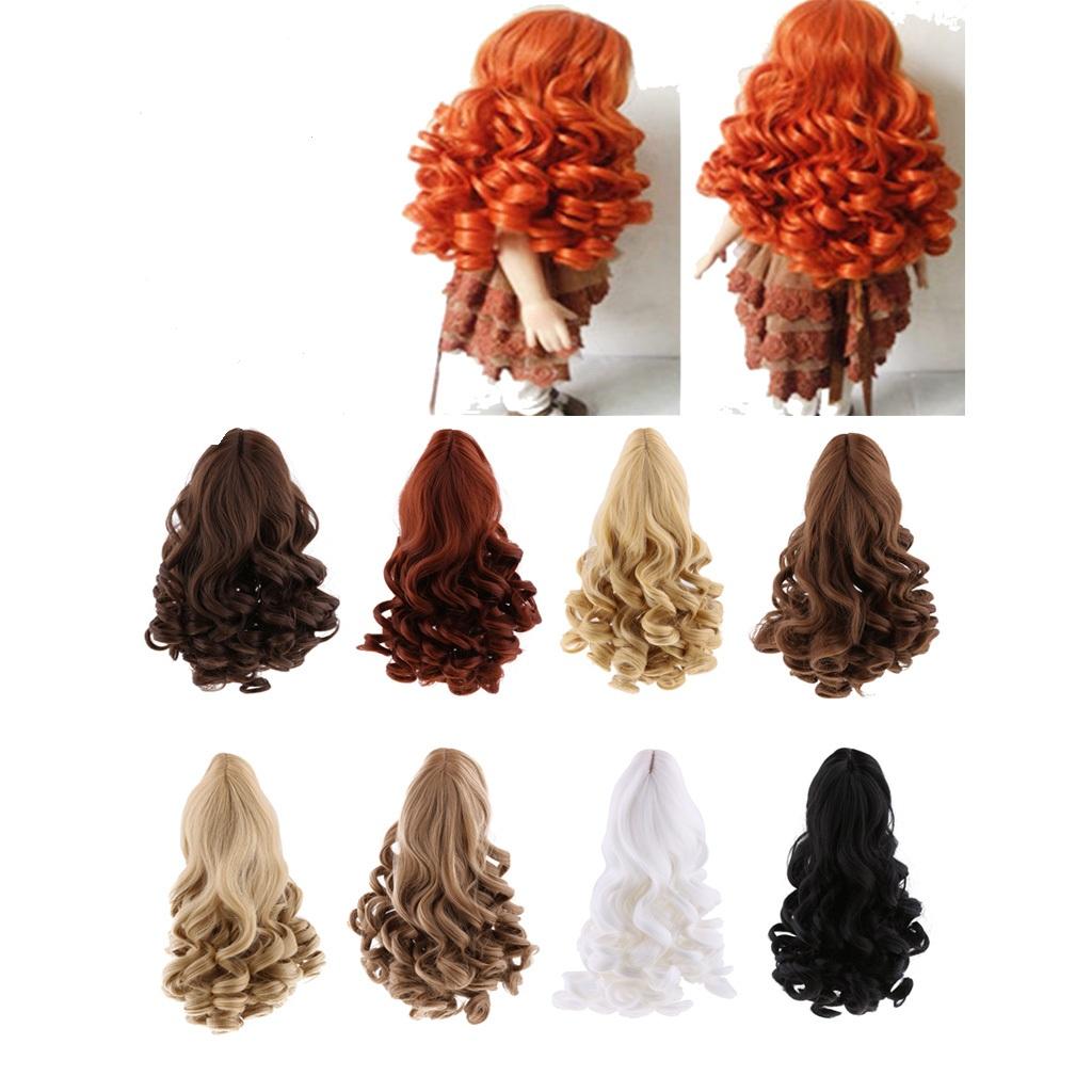 Dolls Long Curly Hair Wig for 18inch Doll DIY Making Red