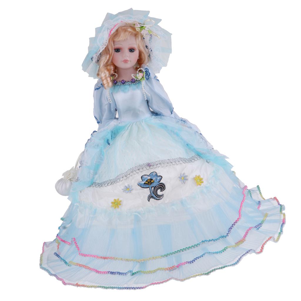Vintage Elegant Victorian Porcelain Doll Splicing Doll 18inch Blue Dress