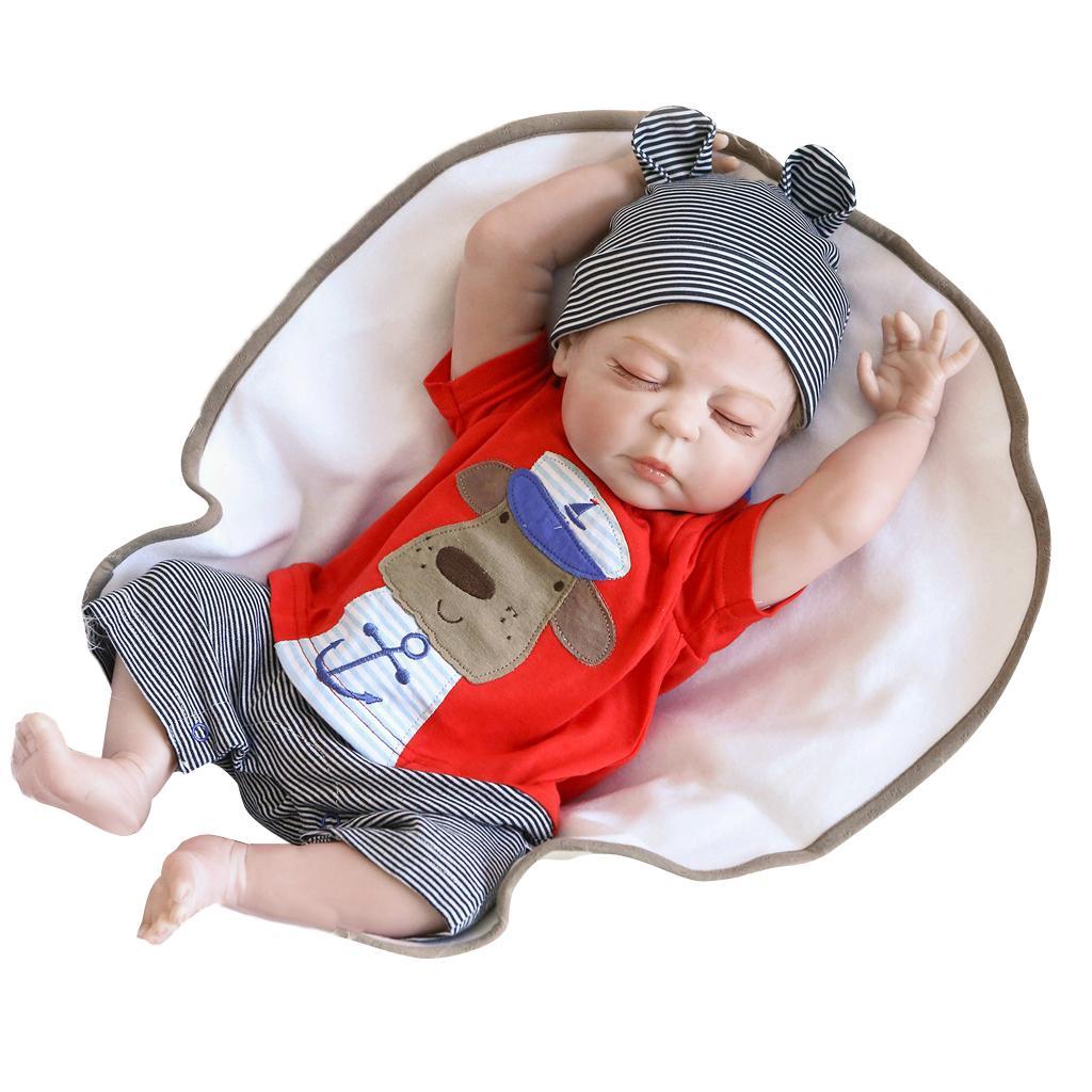 56cm Lifelike Silicone Baby Doll Costumed Newborn Kid Learning Toy Red
