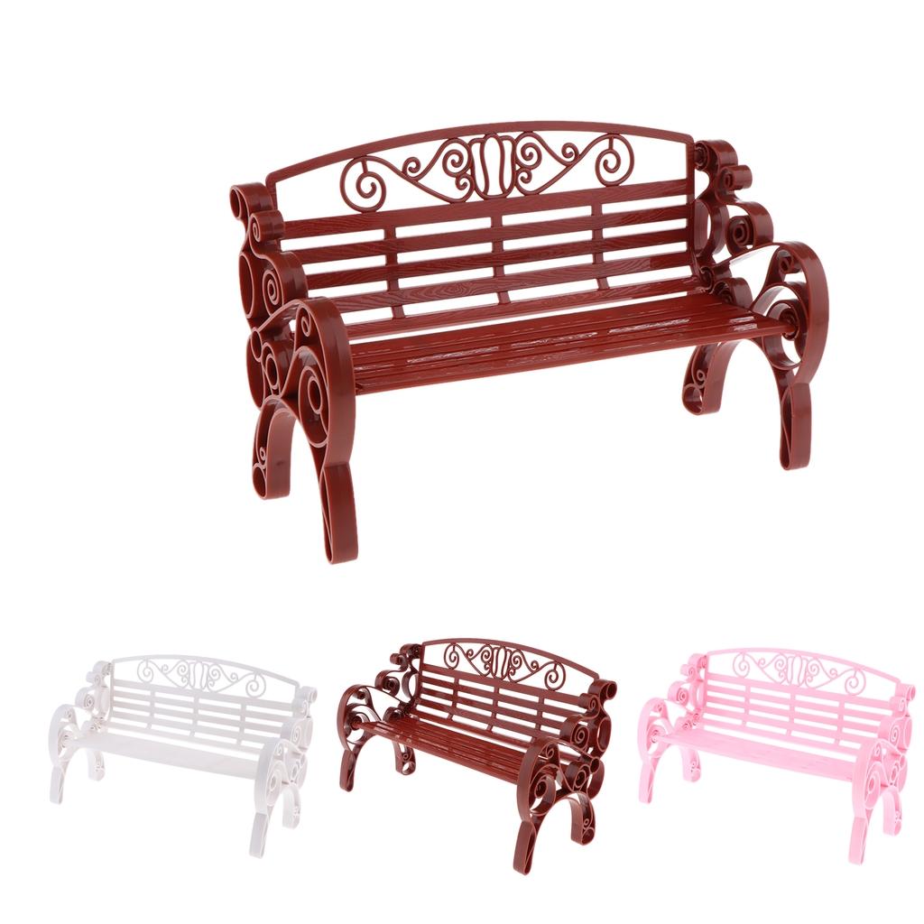 1/6 Miniature Dollhouse Park Bench Outdoor Seat Patio Porch Balcony