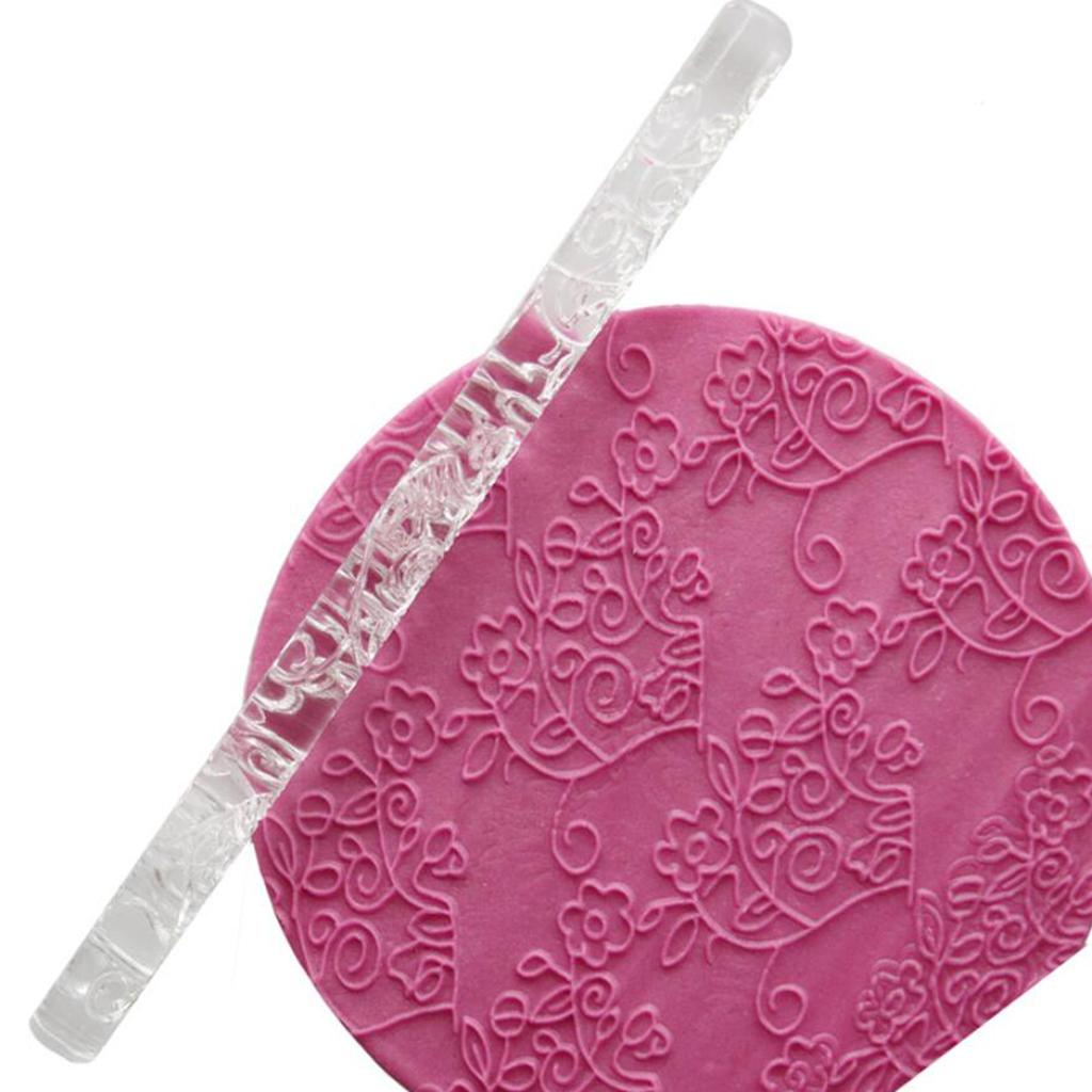 Embossing Acrylic Rolling Pin Fondant Cake Baking